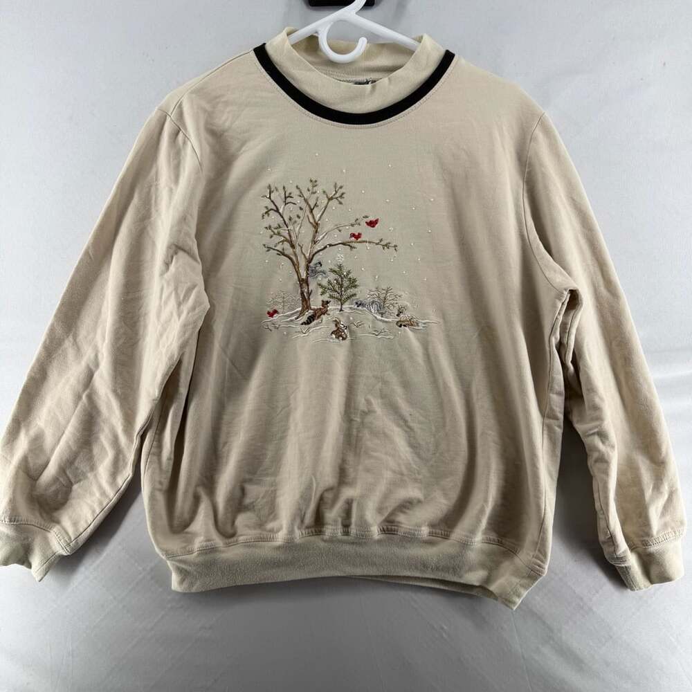 Nikki Vintage Winter Nature Scene Embroidered Sweatshirt